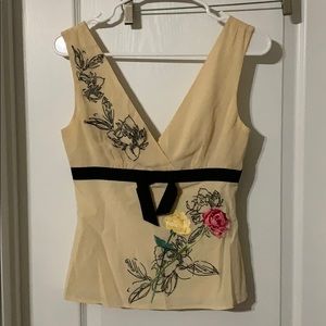 Karen Millen Silk Embroidered Top SZ 4